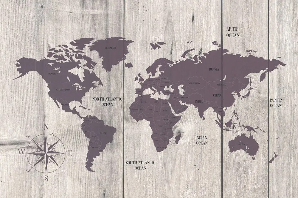 Εικόνα σε καφέ φελλό χάρτη σε ξύλινο φόντο - 120x80  flags