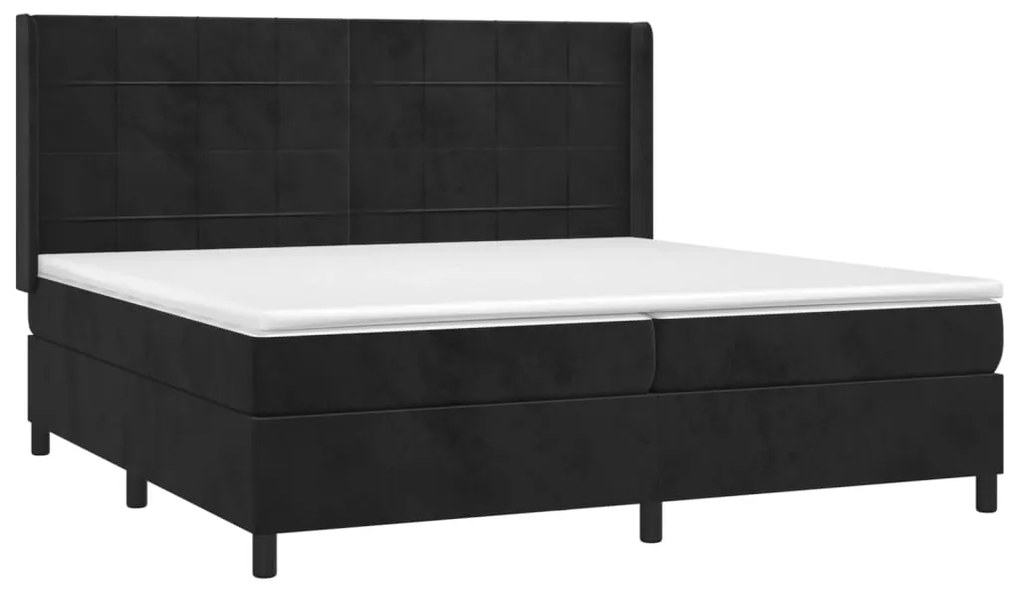 vidaXL Κρεβάτι Boxspring με Στρώμα & LED Μαύρο 200x200 εκ. Βελούδινο