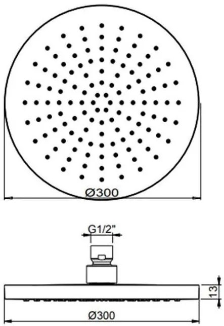 Κεφαλή ντουζ Emotion στρόγγυλη-Διάμετρος 30 εκ.-Mauro