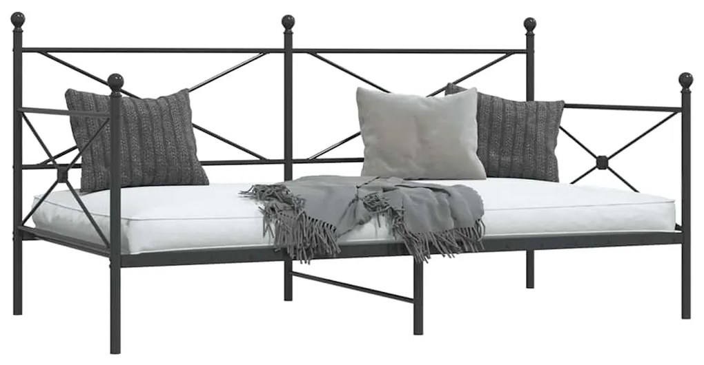 vidaXL Κρεβάτι ημέρας χωρίς στρώμα Μαύρο 100x190 cm Ατσάλι