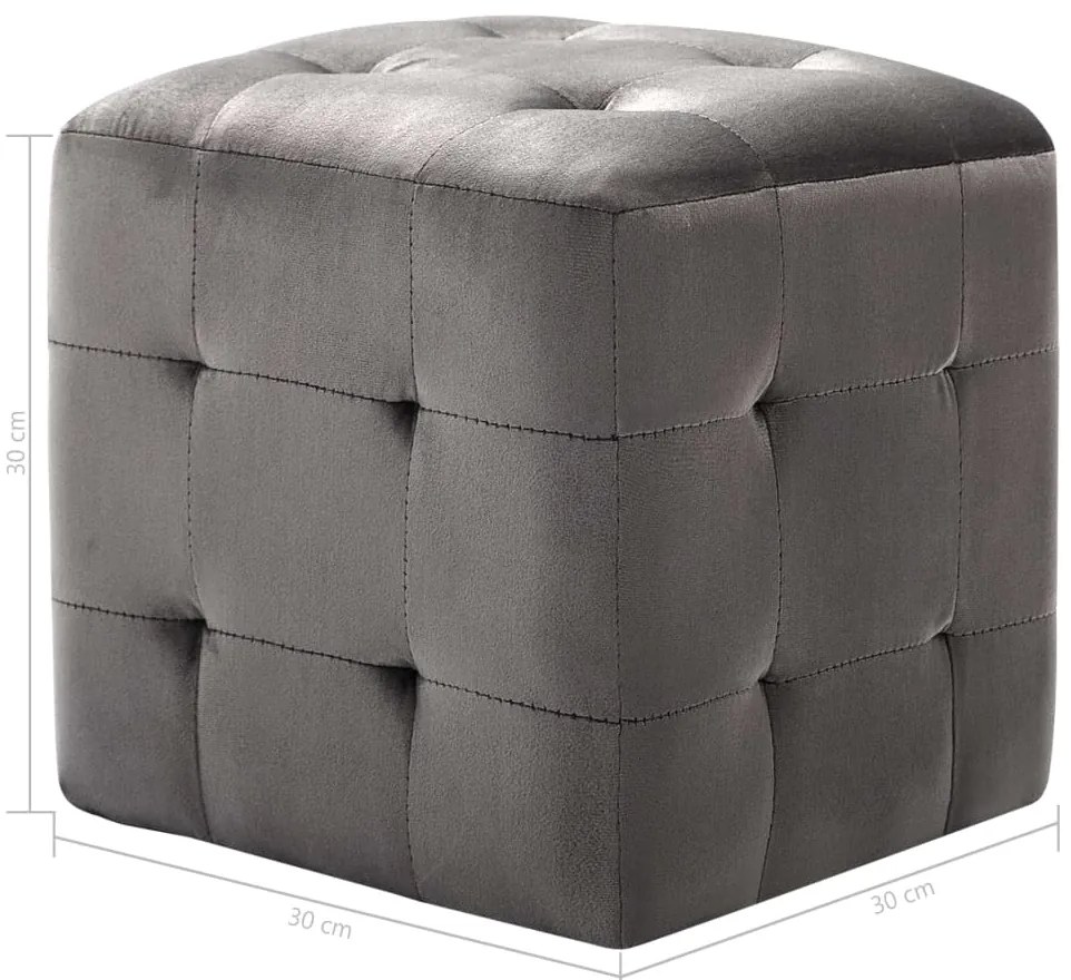 vidaXL Κομοδίνα/Σκαμπό 2 τεμ. Γκρι 30x30x30 εκ. από Βελούδινο Ύφασμα