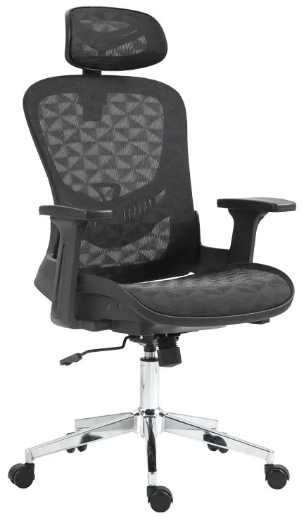 Καρέκλα γραφείου εργασίας Mergi pakoworld μαύρο mesh 62x63x120εκ