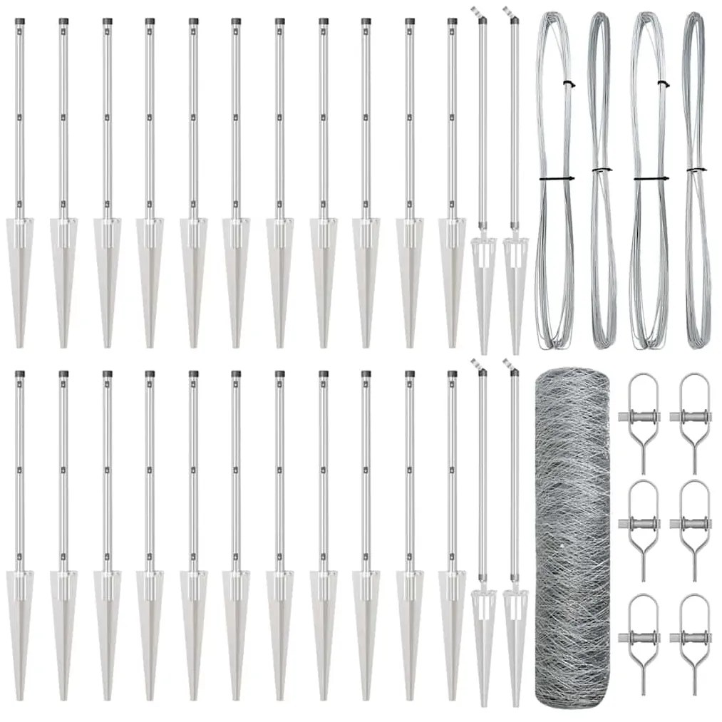 vidaXL Στύλος Περιφράξεων Ασημί 50 x 1 μ (50 χλστ πλέγμα) Ατσάλι