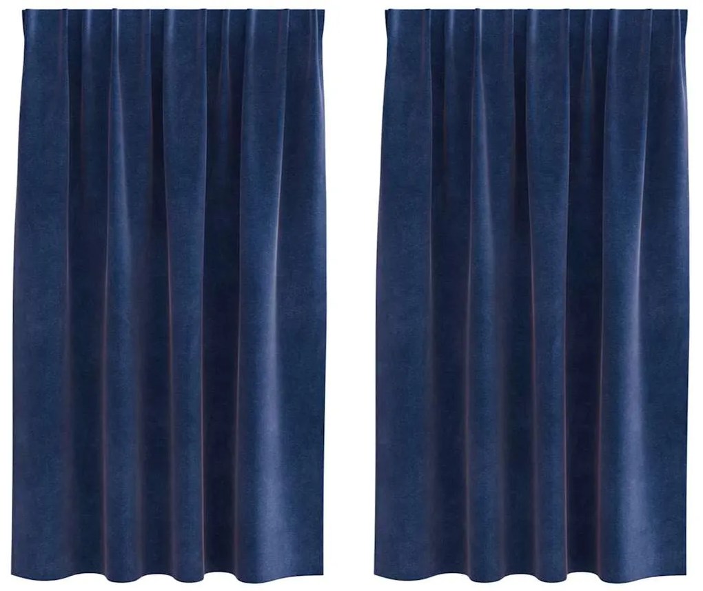 vidaXL Κουρτίνες με κουρτίνες 2 pcs Σκούρο Μπλε 140 x 175 cm Βελούδο