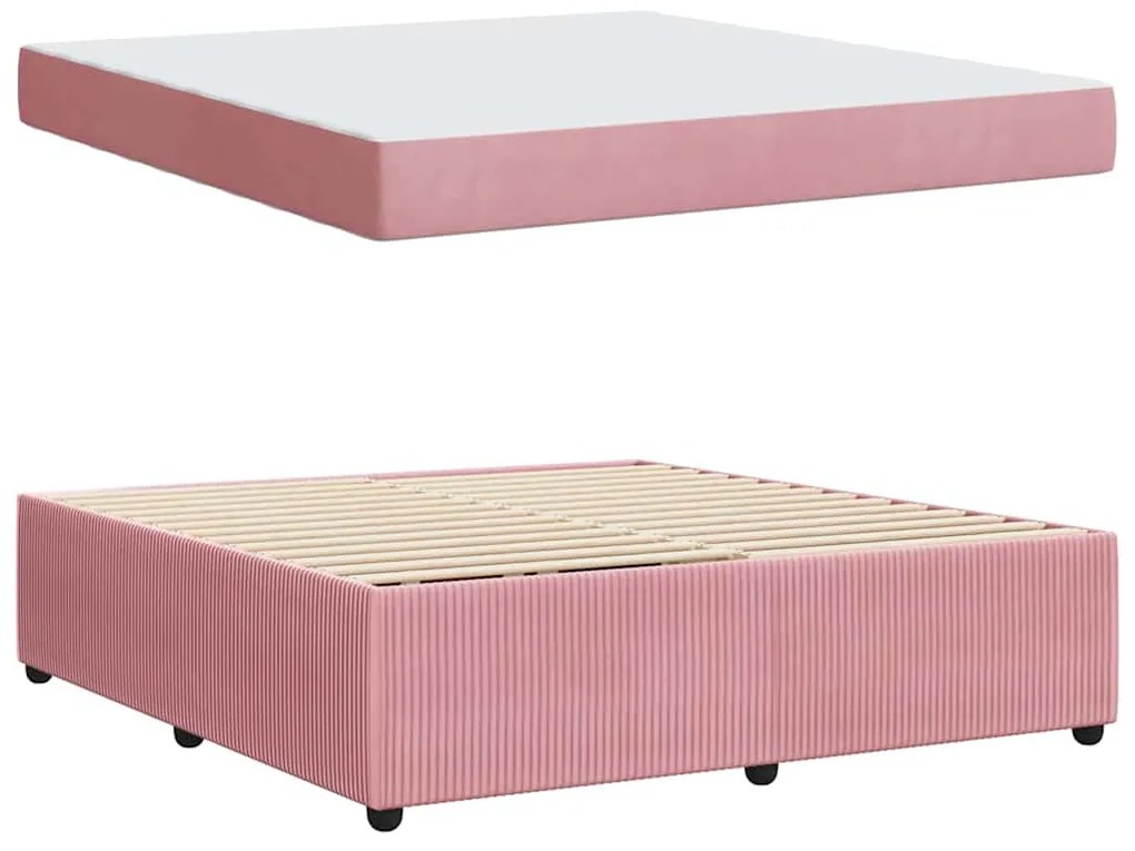 vidaXL Σκελετός κρεβατιού με στρώμα Άλλο Ροζ 180 x 200 cm Βελούδο