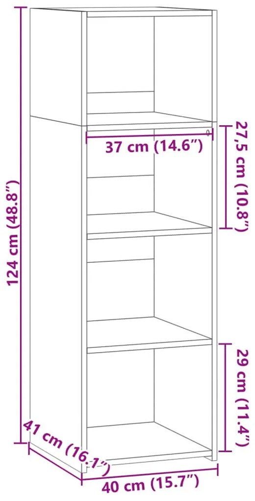 Ντουλάπι Καφέ Δρυς 40x41x124 εκ. από Επεξεργασμένο Ξύλο - Καφέ