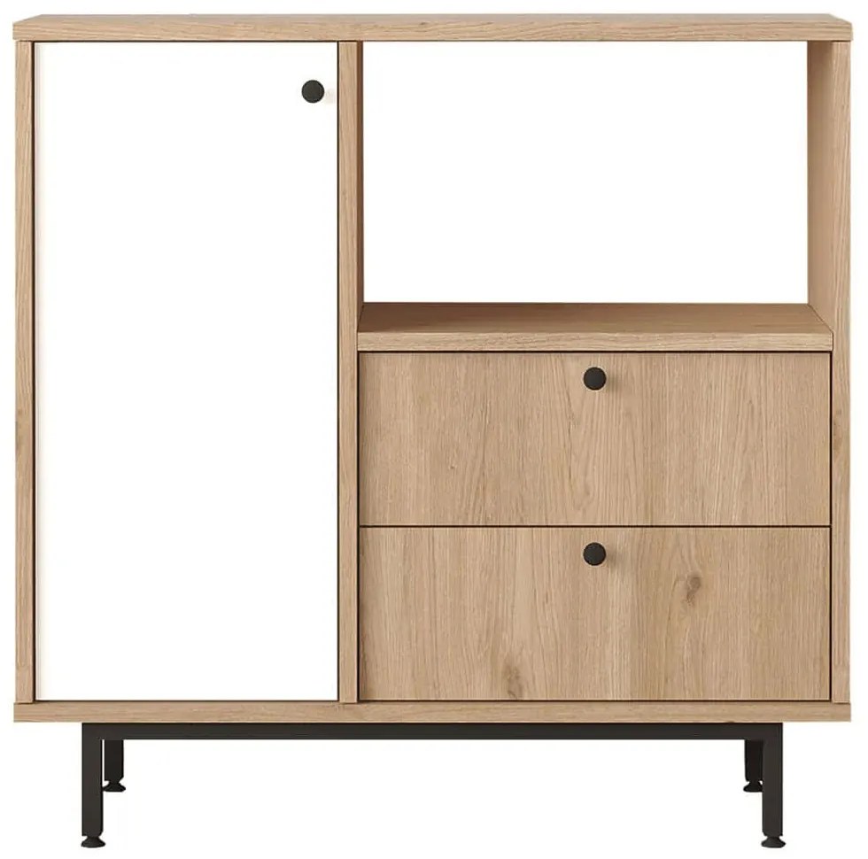 Ντουλάπι 956LCS3558 88x35,5x85cm Oak-White Μοριοσανίδα, Μέταλλο