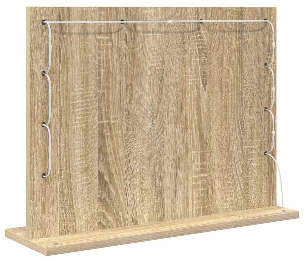 vidaXL Καθρέφτης τουαλέτας με καθρέφτη Δρύς Sonoma 60 x 45 x 18 εκ.