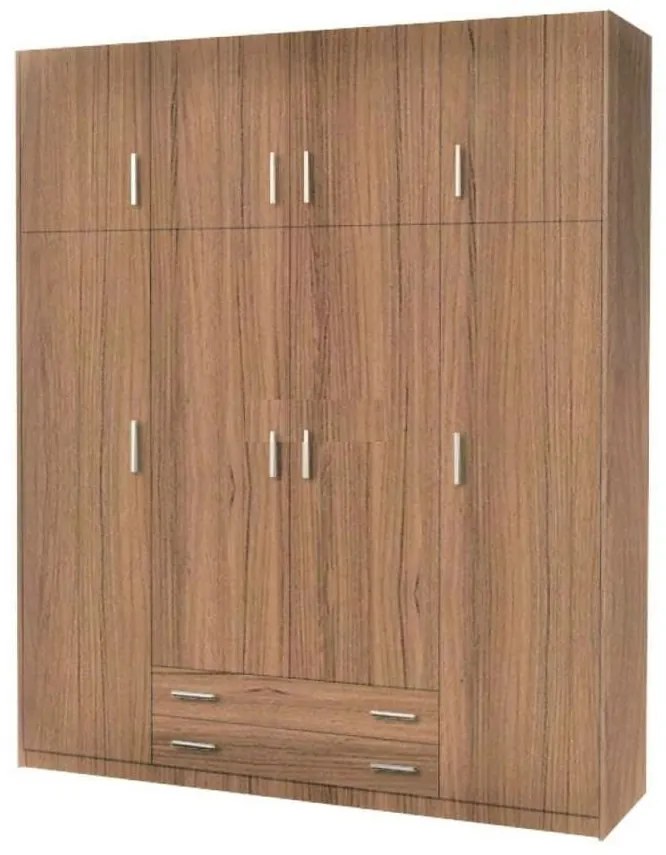 SARFURNITURE Ντουλάπα τετράφυλλη με πατάρι 200x240x60 καρυδί SAR-112147