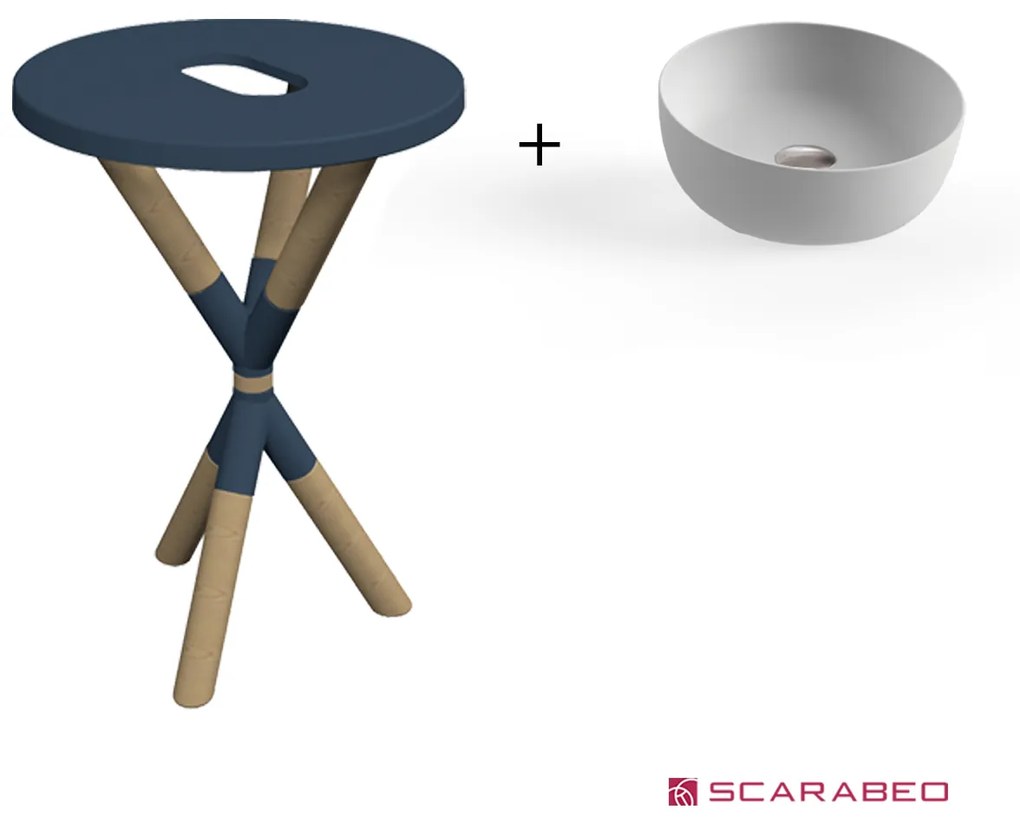 Scarabeo Cross 2501F0-9856 Ocean (Μπλε Ματ) Πάγκος Με Νιπτήρα Glam Pearl Ø33εκ.