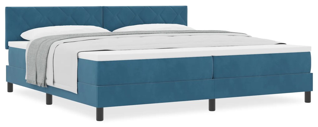 vidaXL Κρεβάτι Box Spring με Στρώμα Σκούρο Μπλέ 200x200 εκ Βελούδο