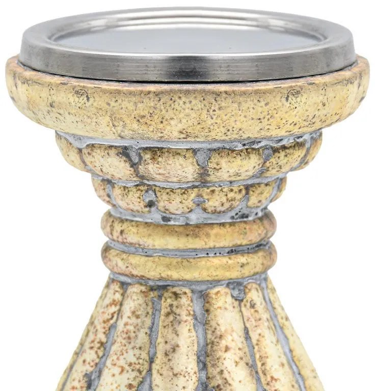 Γυάλινο Κηροπήγιο FL2814 Fylliana Μεταλλικό Φινίρισμα 10x20εκ. 10x10x20 εκ.