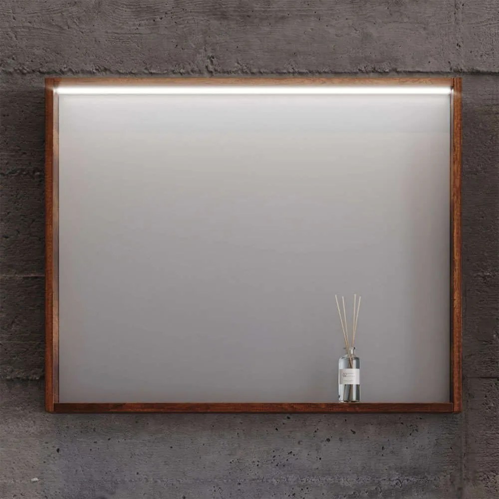 Καθρέπτης Μπάνιου Με Ντουλάπι Και Φως Led Luna New 3MLUN085BN 85x14x68cm Barok Brown Mdf,Γυαλί