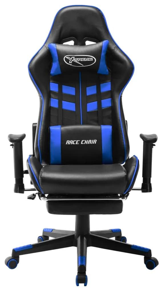 vidaXL Καρέκλα Gaming με Υποπόδιο Μαύρο / Μπλε από Συνθετικό Δέρμα