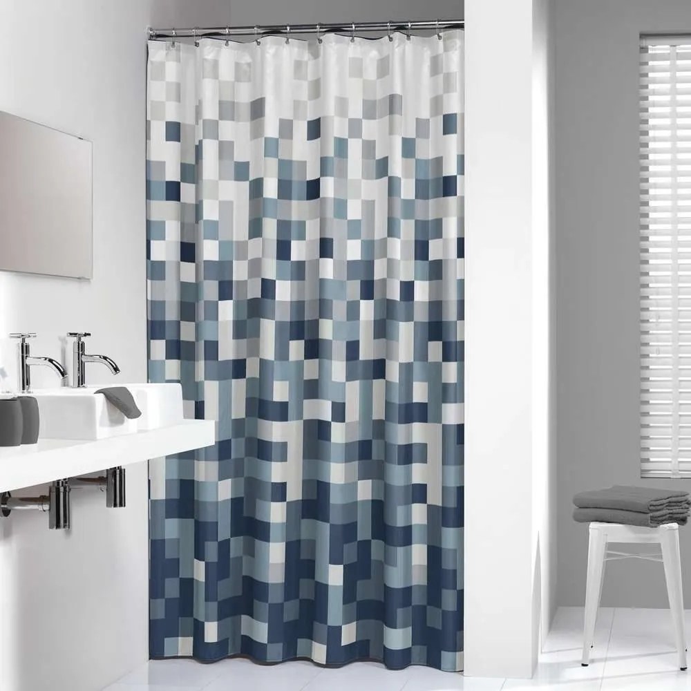Κουρτίνα Μπάνιου Υφασμάτινη Pixel Black Sealskin 180Πx200Υ Πολυέστερ