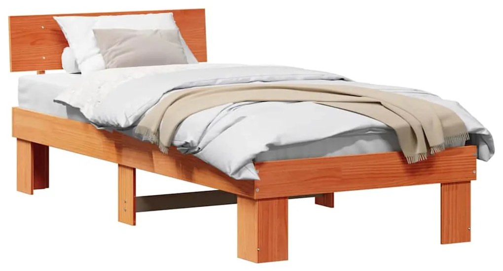 vidaXL Σκελετός Κρεβατιού Καφέ κεριού 75 x 190 cm Μασίφ ξύλο πεύκου