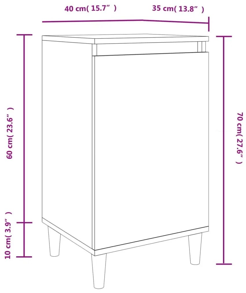 Κομοδίνα 2 Τεμ. Καπνιστή Δρυς 40x35x70 εκ. Επεξεργασμένο Ξύλο - Καφέ