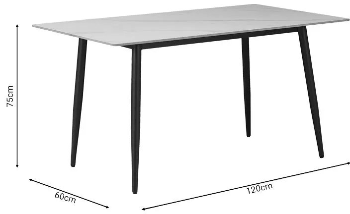 Τραπέζι Gustas λευκό μαρμάρου sintered stone-μαύρο μέταλλο 120x60x75εκ 120x60x75 εκ.