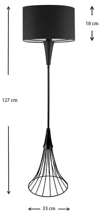 Φωτιστικό δαπέδου Olde Megapap E27 μεταλλικό - υφασμάτινο χρώμα μαύρο 33x33x127εκ.