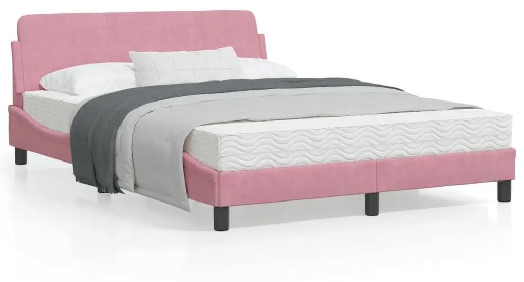 Πλαίσιο Κρεβατιού με Κεφαλάρι Ροζ 120x200 εκ. Βελούδινο - Ροζ