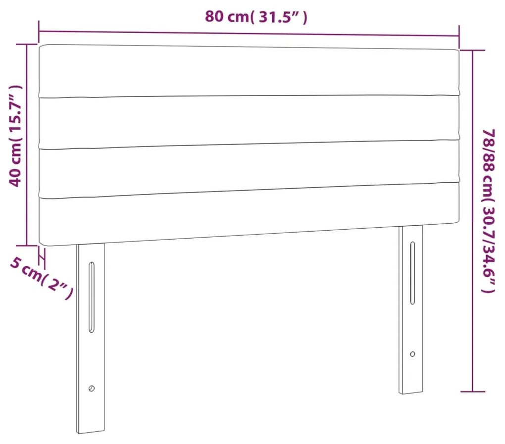 vidaXL Κεφαλάρι Κρεβατιού LED Σκούρο Μπλε 80x5x78/88 εκ. Βελούδινο