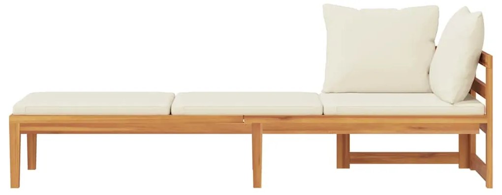 vidaXL Ξαπλώστρα με 1 Μπράτσο από Ξύλο Ακακίας με Κρεμ/Λευκά Μαξιλάρια