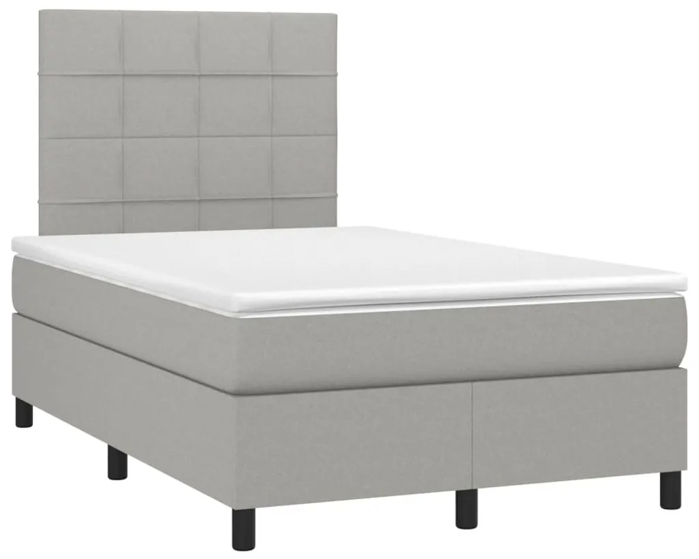 vidaXL Κρεβάτι Boxspring με Στρώμα Ανοιχτό Γκρι 120x190 εκ. Υφασμάτινο