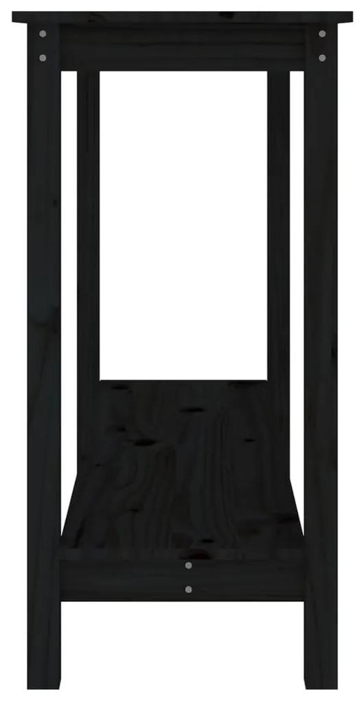 vidaXL Τραπέζι Κονσόλα Μαύρο 110 x 40 x 80 εκ. από Μασίφ Ξύλο Πεύκου