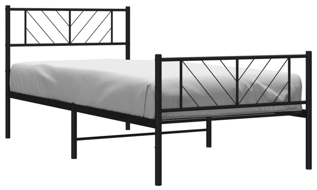 vidaXL Πλαίσιο Κρεβατιού με Κεφαλάρι&Ποδαρικό Μαύρο 100x190εκ. Μέταλλο