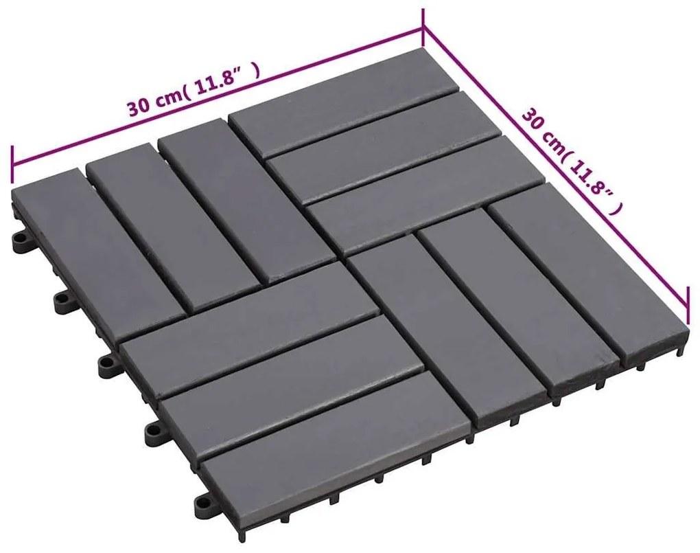 Πλακάκια Deck 10 τεμ. Γκρι Πατίνα 30x30 εκ. Μασίφ Ξύλο Ακακίας - Γκρι