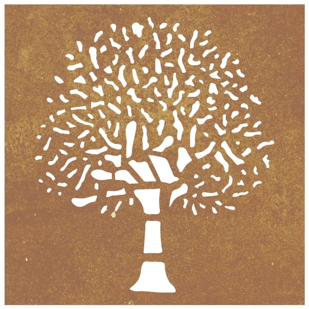 vidaXL Διακοσμητικό Κήπου Επιτοίχιο Σχ. Δέντρο 55x55 εκ. Ατσάλι Corten