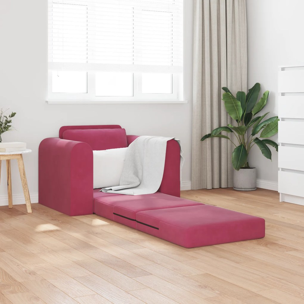 vidaXL Καναπές Κρεβάτι 2 σε 1 Κρασιού 98x71x83 εκ. Βελούδο