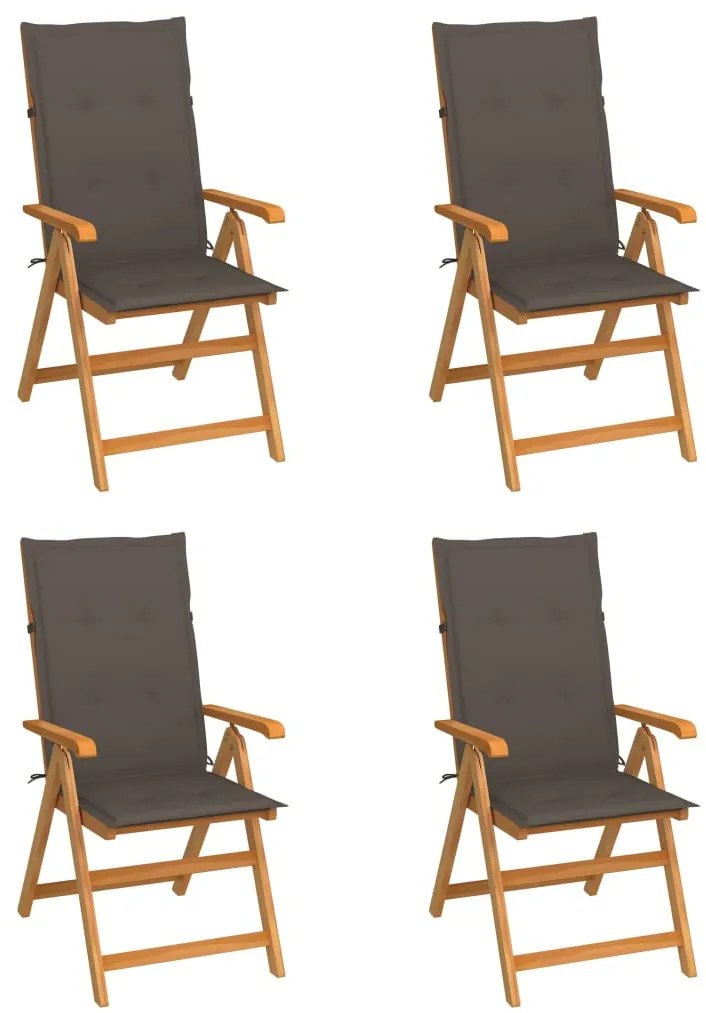 vidaXL Καρέκλες Κήπου 4 τεμ. από Μασίφ Ξύλο Teak με Taupe Μαξιλάρια