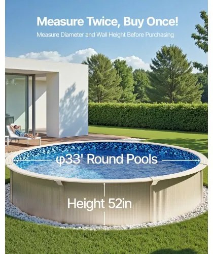 VEVOR Round Pool Liner 33ft Unibead Style Pool Liner 52in Wall Height
