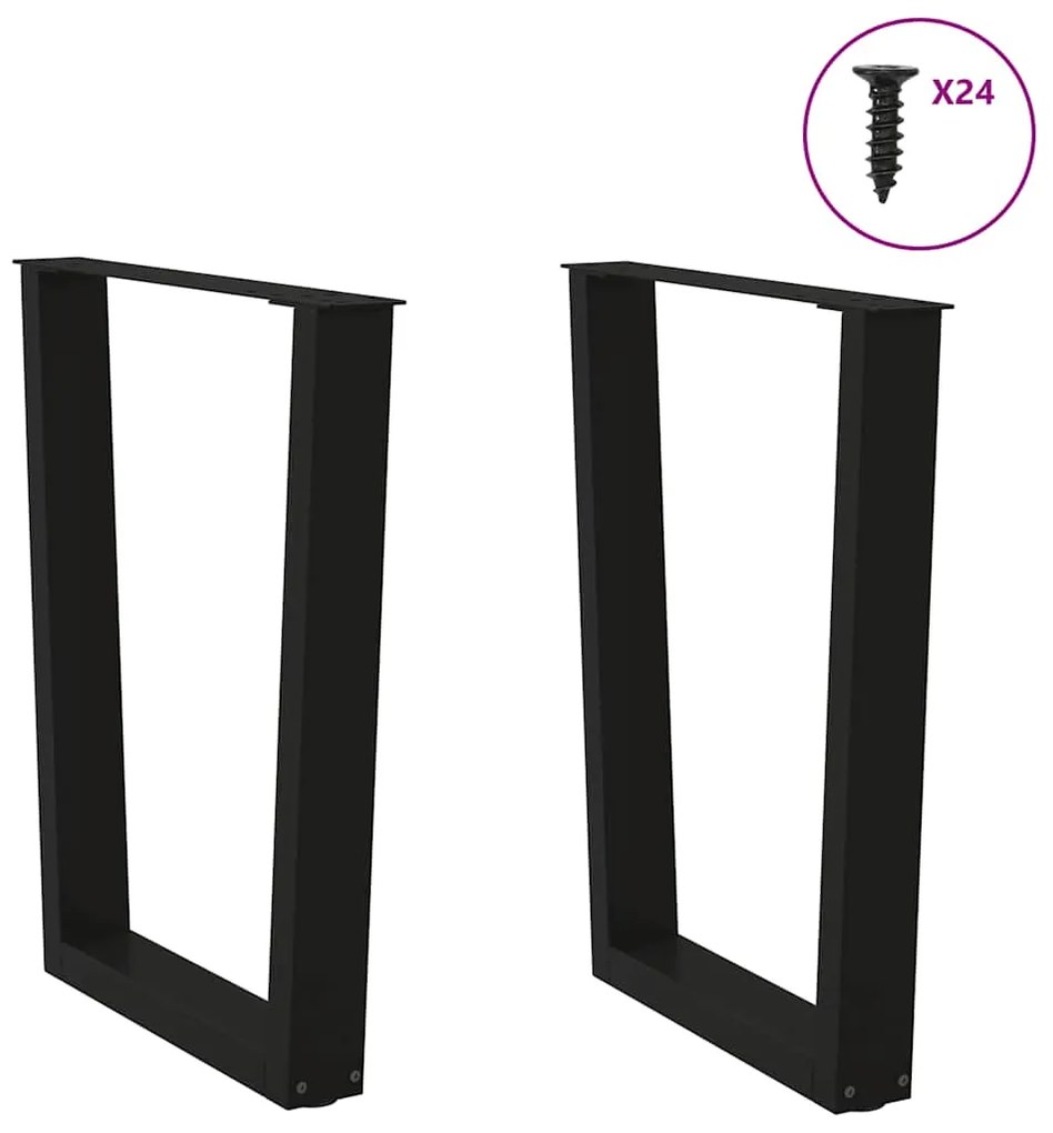 vidaXL Πόδια Τραπεζαρίας Σχήματος V 2 τεμ. Μαύρο 60x(72-73,3) εκ. Ατσάλι