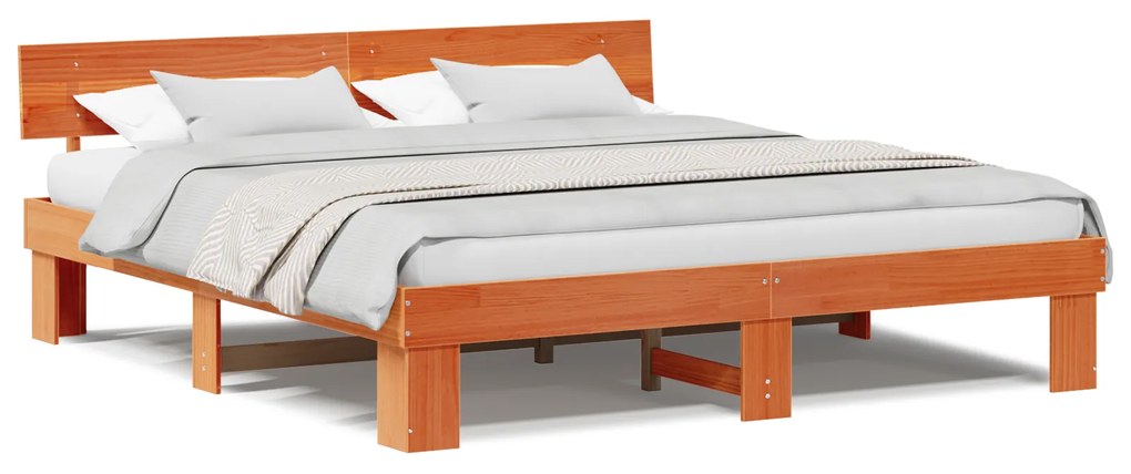 vidaXL Σκελετός Κρεβατιού Καφέ κεριού 180 x 200 cm Ξύλο πεύκου