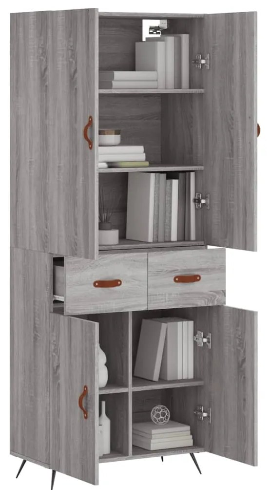 vidaXL Ντουλάπι Γκρι Sonoma 69,5 x 34 x 180 εκ. Επεξεργασμένο Ξύλο