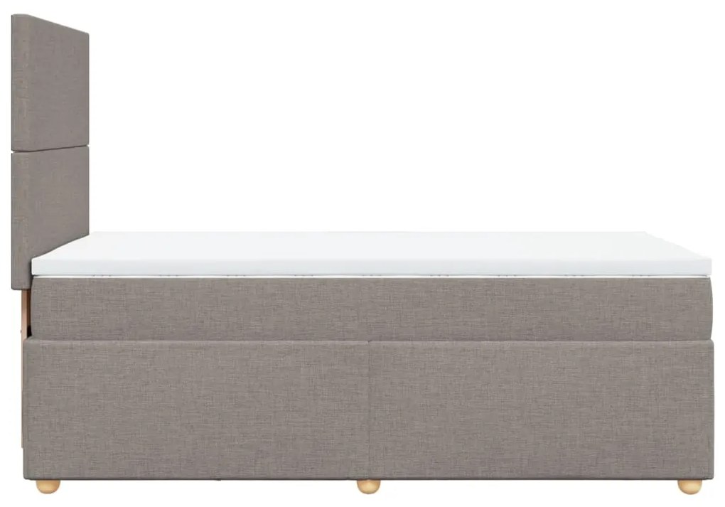 Κρεβάτι Boxspring με Στρώμα Taupe 90x200 εκ. Υφασμάτινο - Μπεζ-Γκρι