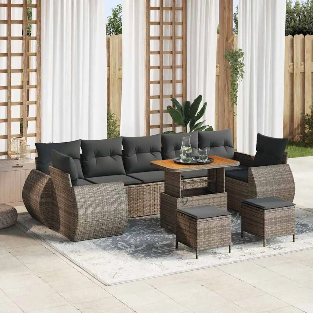 vidaXL Σετ Καναπέ Κήπου 10 pcs Γκρι συνθετικό ρατάν