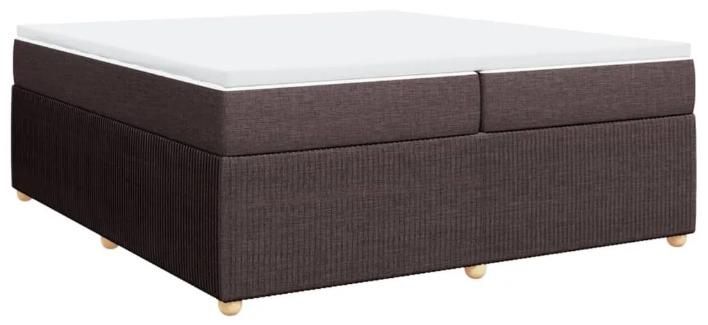 Κρεβάτι Boxspring με Στρώμα Σκούρο Καφέ 200x200 εκ. Υφασμάτινο - Καφέ