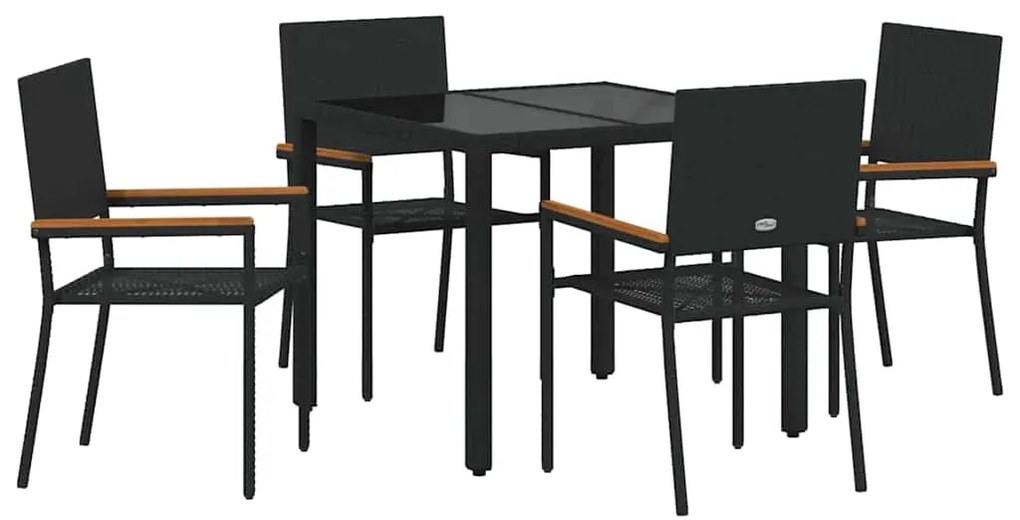 vidaXL Σέτ φαγητού για κήπο 5 pcs Μαύρο συνθετικό ρατάν