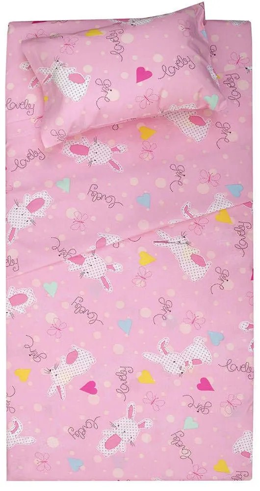 Σεντόνια Βρεφικά Σχ. Τζέιμι Σετ 3τμχ Pink Viopros Cradle 120x160cm 100% Βαμβάκι