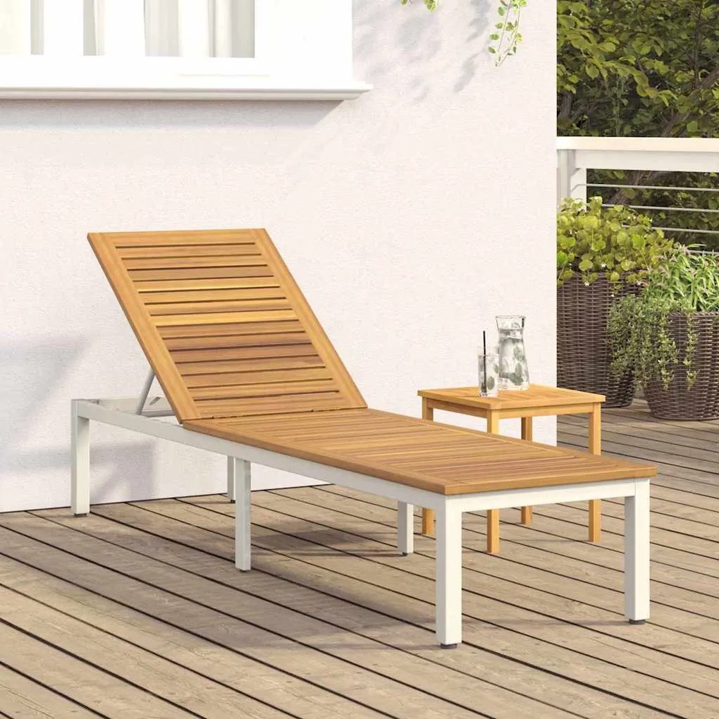 vidaXL Ξαπλώστρα Γκρι, Διαστάσεις 200x55x35 εκ, από Στερεό Ξύλο Ακακίας