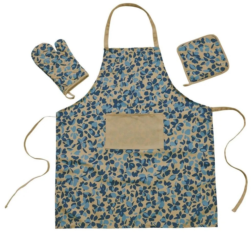 Ποδιά Κουζίνας Σετ Με Γάντι Και Πιάστρα 0723 Blue-Beige Das Home Cotton-Polyester