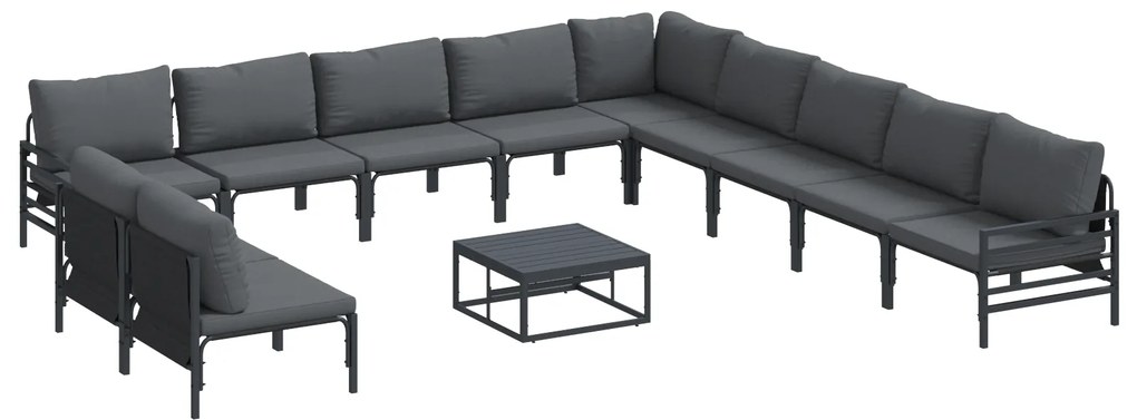 vidaXL Σετ Καναπέ Κήπου 12 pcs Ανθρακί Ατσάλι