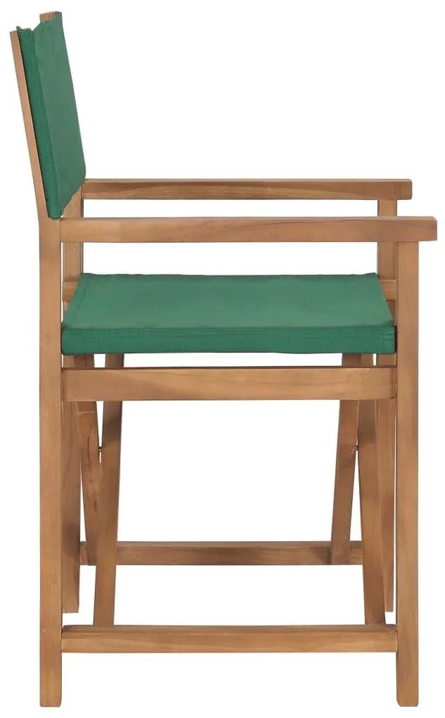 Καρέκλες Σκηνοθέτη 2 τεμ. Πράσινες από Μασίφ Ξύλο Teak - Πράσινο