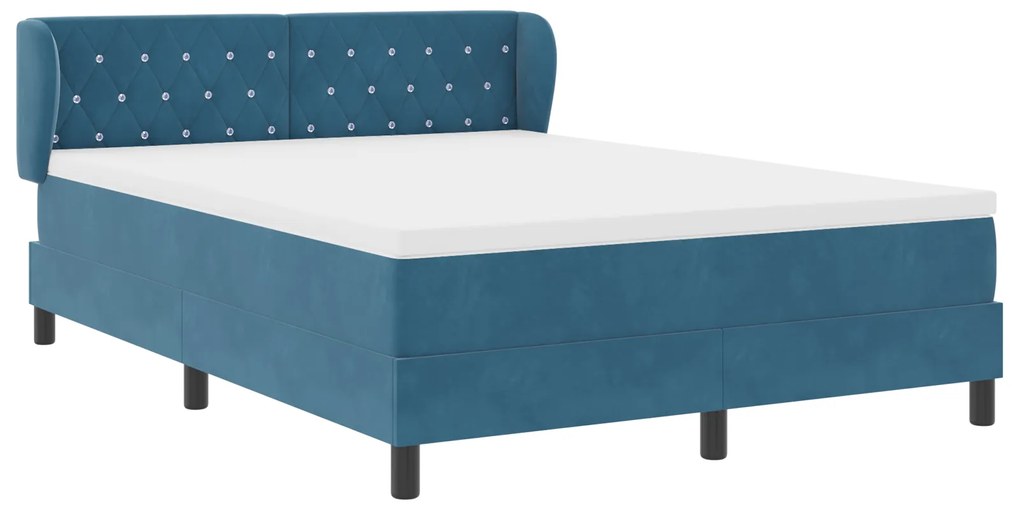 vidaXL Κρεβάτι Box Spring με Στρώμα σε Σκούρο Μπλε 160x200 εκ. από Βελούδο