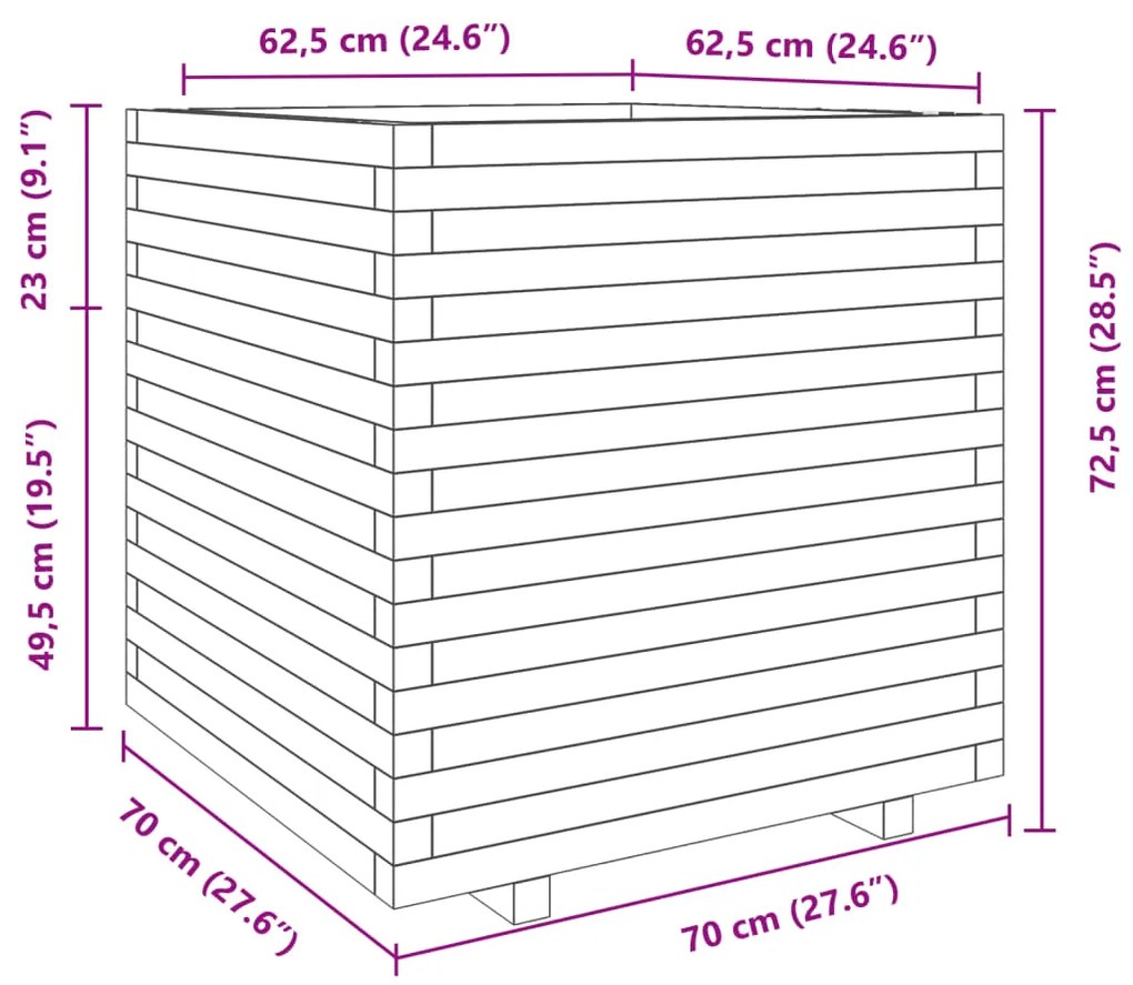 ΖΑΡΝΤΙΝΙΕΡΑ ΚΗΠΟΥ ΛΕΥΚΗ 70X70X72,5 ΕΚ. ΑΠΟ ΜΑΣΙΦ ΞΥΛΟ ΠΕΥΚΟΥ 3282585