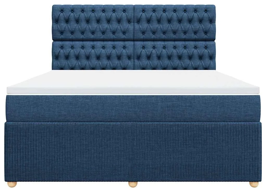 vidaXL Κρεβάτι Boxspring με Στρώμα Μπλε 180x200 εκ. Υφασμάτινο