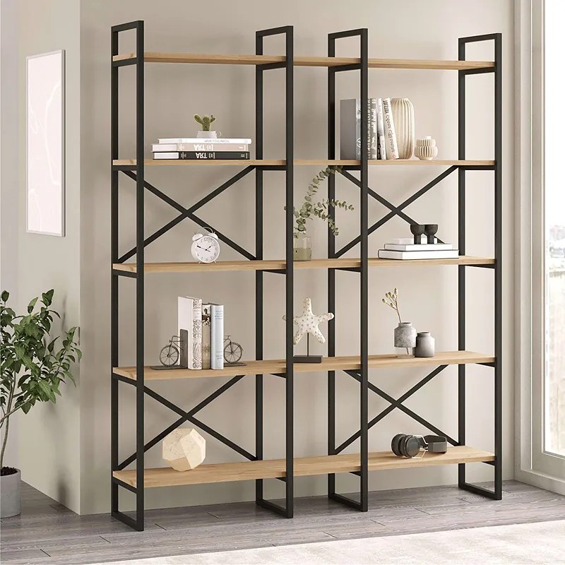 Βιβλιοθήκη Dusan Megapap χρώμα sepet oak 143,5x30x175εκ.-GP037-0227,1